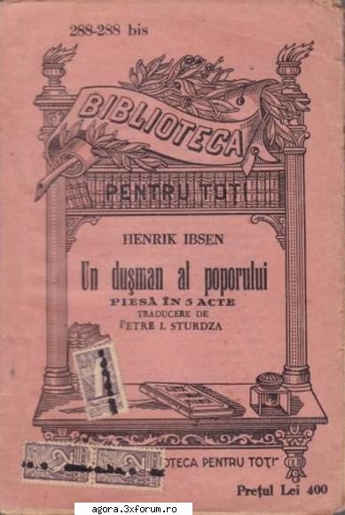 poporului (1956) (teatru henrik ibsen poporului costache antoniu, sandina stan, marga barbu, dan