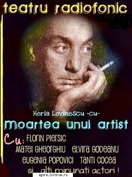 moartea unui artist (1965) (teatru horia lovinescu moartea unui artist toma dimitriu, florin