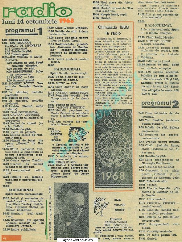 premiera in programul de radio �  fabula tainei bine (1968) (teatru